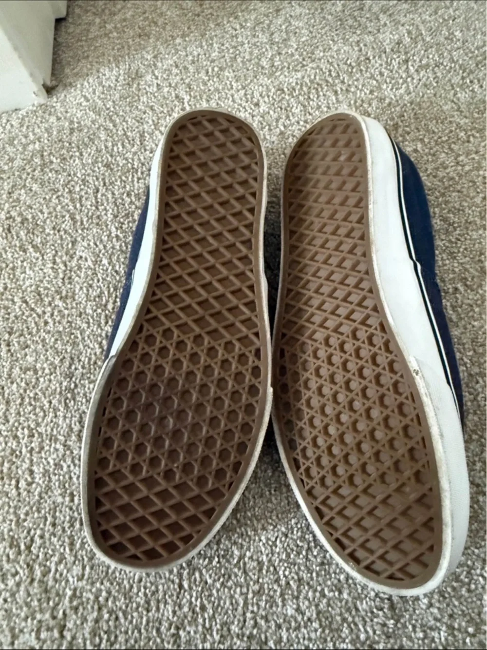 Vans Men’s Navy Canvas Sneakers with Brown Accents - Picture 2 of 3